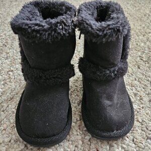 * TEENY TOES Black Faux Suede and Fur Lined Boots Toddler Girls Size 4